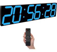 Minuterie De Fitness Surdimensionnée - Horloge Murale Numérique LED Multifonction, Chronomètre Intégré, Alarmes, Fonction De Minuterie Et De Température, Mémoire De Mise, Blue