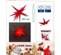 LED Étoile de Noël Adventstern Rouge 3D 35cm Déco Advent Minuteur En & Extérieur
