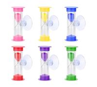 Minuterie De Sablier De 3 Minutes, Sablier De Brosse À Dents Pour Enfants, Mini Sablier Avec Ventouse, Minuterie En Plastique, Accessoires D'Horloge De Synchronisation 6 Pièces
