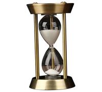Minuterie de sablier Vintage, décoration de sablier, minuterie de Sable en Laiton de 3 Minutes avec Base en métal et décoration de Sable Blanc, Montre de Sable en métal, Verre d'heure avec Verre de