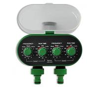 Minuterie d'irrigation automatique pour jardin Double sortie pour un contrôle efficace. Deux secteurs simultanément. Configuration facile avec deux roues pour le temps de cycle et l'irrigation.