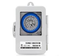 Minuterie mécanique TB388 - Étanche - 24 heures - Programmable par jour - Pour lampe de chauffe-eau CA 100 ~ 250 V 20 A