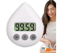 Minuterie numérique - Horloge étanche de 3,15 pouces, minuterie de cuisine en ABS, alarme forte avec ventouse puissante, conception compacte en forme de goutte d'eau pour les exercices de cuisine, les