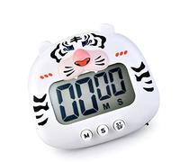 Minuterie numérique pour Animaux de Dessin animé, minuterie à Compte à rebours pour Enfants, écran LCD, minuterie de Cuisine magnétique avec interrupteurs Marche/arrêt(Tigre)
