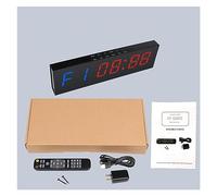 Minuteur à rebours, 1.8 "6 chiffres LED minuterie d'intervalle compte à rebours/haut horloge chronomètre minuterie d'entraînement for Garage maison Gym Sport entraînement(Blue and red plastic)