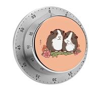 Minuteur à suspendre avec deux cochons d'Inde, horloge de cuisine multifonction en acier inoxydable, chronométrage précis, portable et alarme puissante pour la cuisine, les études et l'exercice