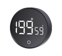 Minuteur avec affichage LED et volume réglable, dos magnétique pour réfrigérateur, 3 niveaux de luminosité, compte à rebours pour la cuisson Ba(Noir)