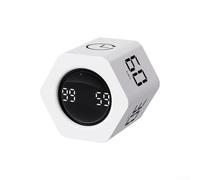 Minuteur avec capteur de gravité, minuterie F6 à six côtés, outil de gestion du temps portable pour enfants pour apprendre la cuisine, le bureau (blanc)