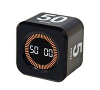 Minuteur Cube Pomodoro 5/10/25/50 Min - Minuteur Visuel Numérique pour Bureau, Cuisine, Enfants, Adultes, Études, ADHD - Outil de Productivité Rechargeable avec Affichage (Noir)