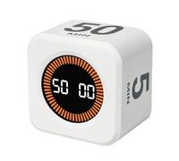 Minuteur Cube Pomodoro 5/10/25/50 Min - Minuteur Visuel Numérique pour Bureau, Cuisine, Enfants, Adultes, Études, ADHD - Outil de Productivité Rechargeable avec Affichage (Blanc)
