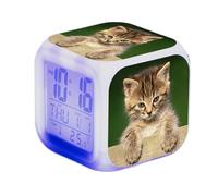 Minuteur D'alarme Kitty - Affichage Électronique Coloré, Montre De Dessin Animé Mignon, Gadget De Chevet Intelligent, Compteur De Bureau Lumineux Avec Forme Carrée Compacte | Horloge Électronique Colo