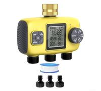 Minuteur d'arrosage automatique 3 pour zone avec entrée en laiton pour l'arrosage du jardin, corps ABS jaune avec verrouillage enfant et mode manuel, design compact pour une utilisation en extérieur