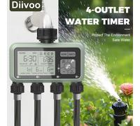 Minuteur d'arrosage Diivoo 4 zones, programmable, automatique, avec fonction de report de pluie, modes manuel/automatique, pour pelouse et jardin 4 ZONE-BSP
