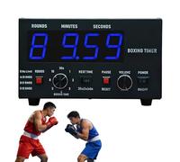 Minuteur de Boxe Classique avec Affichage LED, 1 à 12 Rounds, Sonnerie réglable, durée d;entraînement de 30 Secondes à 10 Minutes et Temps de Repos de 0, 30 ou 60 Secondes (Bleu).