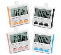 Minuteur de Cuisine 24 Heures,4 Pièces Timer Enfant,Chronomètre Minuteur Numérique 4 Couleurs avec Alarme Grand Format pour Cuisine Douche Salle De Bain Enfants Enseignant Salle De Classe (6 Boutons)
