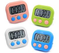 Minuteur De Cuisine Aimanté 4 Pièces, Chronomètre 4 Coul eurs Avec Alarme Puissante,Numérique Minuteur Géant Time Timer Pour Cuisine Salle De Bain Enfants Enseignant Salle De Sport Boxe(3 Boutons)