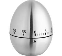 Minuteur de cuisine analogique EGG, forme ovoïde, acier inoxydable, argent, TFA 38.1026