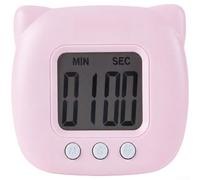 Minuteur de cuisine avec support en plastique ABS bleu, rose, orange (rose) | Grand écran LCD, bonne lisibilité sous n'importe quelle lumière, compte à rebours et compte à rebours, installation stable