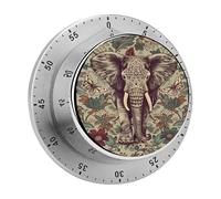 Minuteur de Cuisine éléphant d'Afrique, minuteur de Cuisson mécanique avec Alarme sonore - Dos magnétique, sans Piles, Corps en Acier Inoxydable pour Apprendre, Faire de l'exercice et Cuisiner