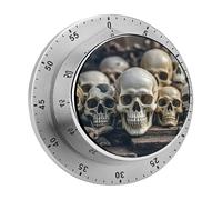 Minuteur de cuisine magnétique de 60 minutes en forme de tête de mort avec alarme puissante Minuteur mécanique pour étude de pâtisserie