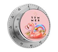Minuteur de cuisine magnétique en forme de donut avec flamant rose - Minuteur mécanique pour cuisson à la maison