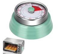 Minuteur de cuisine mécanique, compte à rebours de 60 minutes, minuteur mécanique en acier inoxydable, design rétro, vert menthe, minuteur de cuisine, magnétique à fixer au réfrigérateur, pour la