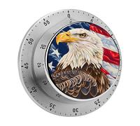 Minuteur de Cuisine mécanique Patriotique en Forme d'aigle et de Drapeau américain, avec Dos magnétique, Son Puissant et sans Piles, idéal pour la Cuisine, l'apprentissage, l'exercice Physique et Les