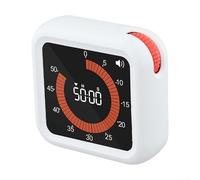 Minuteur de cuisine rotatif analogique avec fonctionnement silencieux, outil de gestion du temps mécanique pour la cuisine, la lecture et l'étude (blanc)