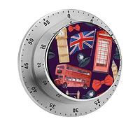 Minuteur de cuisine vintage rouge Londres pour cabine téléphonique - Minuteur mécanique magnétique pour la cuisson à la maison et au four