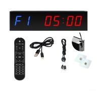 Minuteur de fitness LED à 6 chiffres de 3,8 cm pour boxe, entraînement par intervalles et utilisation en salle de sport - Modes EMOM/Tabata/FGB, corps en alliage d'aluminium, fil (bleu)