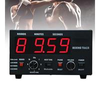 Minuteur d'intervalles de boxe, minuteur de gymnastique professionnel avec affichage LED, 1 à 12 rounds de défi et buzzer réglable, entraînement de 30 s à 10 min et temps de repos de 0/30/60 s Red
