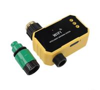 Minuteur d'irrigation WiFi à énergie solaire avec contrôle par application et capteur de pluie, contrôleur d'arrosage automatique pour pelouse, serre et utilisation en extérieur, noir et jaune (1