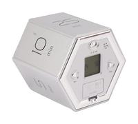 Minuteur magnétique Hex Flip, Cube de Gestion du Temps avec écran LCD, Fonction d'alarme silencieuse, Facile à Utiliser pour Cuisiner, étudier, Travailler, matériau ABS 7,5 x 6,5 (Argent)