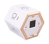 Minuteur magnétique Hex Flip, Cube de Gestion du Temps avec écran LCD, Fonction d'alarme silencieuse, Facile à Utiliser pour Cuisiner, étudier, Travailler, matériau ABS 7,5 x 6,5 (Blanc)