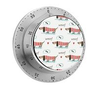 Minuteur Magnétique Teckel Et Cœurs Rouges Minuteur De Cuisine Minuteur Mécanique À Compte À Rebours Rappels De Temps pour La Cuisine, Le Fitness Et La Cuisson Au Four
