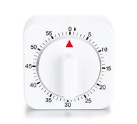 Minuteur mécanique carré 1 heure/60 min - Minuteur de cuisine manuel - Rappel mécanique - Préparation manuelle - Minuteur de cuisine pour personnes âgées - Minuterie de cuisine pour la cuisine