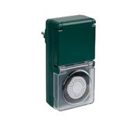 Minuteur mécanique étanche (IP44) (minuteur journalier) Prise temporisée Quotidien (avec Protection pour Enfants) avec Interrupteur - Vert - Zenitech