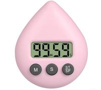 Minuteur numérique anti-éclaboussures avec trois couleurs à économie d'énergie, compte à rebours programmable avec alarme et ventouse, convient pour la cuisine et la maison (rose clair)