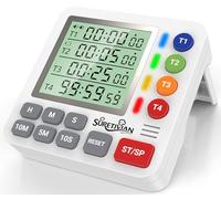 Minuteur numérique de cuisine pour la cuisine - Compte à rebours à 4 canaux avec alarme forte et mode silencieux, grand écran, dos magnétique, mémoire automatique pour salle de classe, étude, salle de