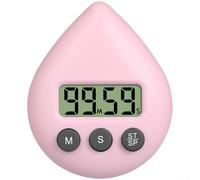 Minuteur numérique magnétique en forme de gouttes d'eau, compte à rebours de 99 minutes, cuisine, école, bureau, plastique ABS, réutilisable, 8 x 6,5 x 2,5 cm, rose pâle
