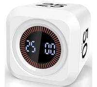 Minuteur Pomodoro Cube LED 5/10/25/50 Min avec Coque Silicone, Blanc | Vibration ou Sonore, Temps Personnalisé, Rechargeable USB-C, Digital Visuel Timer pour Devoirs Enfant TDAH, Maison, Cuisine