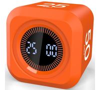 Minuteur Pomodoro Cube LED 5/10/25/50 Min avec Coque Silicone, Orange | Vibration ou Sonore, Temps Personnalisé, Rechargeable USB-C, Digital Visuel Timer pour Devoirs Enfant TDAH, Maison, Cuisine