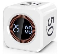 Minuteur Pomodoro Cube LED 5/10/25/50 Minutes avec Temps Personnalisé, Minuteur Visuel Digital, Silencieux ou Sonore, Rechargeable USB-C pour Devoirs Enfant TDAH (Blanc)