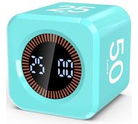 Minuteur Pomodoro Cube LED 5/10/25/50 Minutes avec Temps Personnalisé, Minuteur Visuel Digital, Silencieux ou Sonore, Rechargeable USB-C pour Devoirs Enfant TDAH (Vert Menthe)
