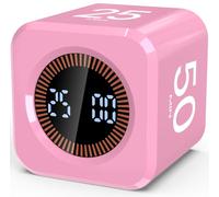 Minuteur Pomodoro Cube LED 5/10/25/50 Minutes avec Temps Personnalisé, Minuteur Visuel Digital, Silencieux ou Sonore, Rechargeable USB-C pour Devoirs Enfant TDAH (Rose)