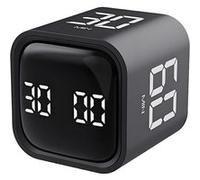 Minuteur Pomodoro Cube LED 5/10/30/60 Minutes , Minuteur Visuel Digital, Silencieux ou Sonore, Rechargeable USB-C pour Devoirs Enfant TDAH Noir Noir