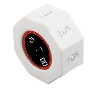 Minuteur Pomodoro Cube, Minuterie Numérique à Retournement 1/3/5/30/60/90 Minutes avec Capteur G pour Travail et Cuisine, Blanc