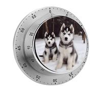 Minuteur Rond Multifonction à Motif Huskies adorables