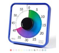 Minuteur visuel 19,1 cm, 60 Minutes et 1 Heure pour Enfants - Outil pédagogique en Salle de Classe, Compte à rebours mécanique pour Gestion du Temps d'examen, magnétique, coloré et Bleu Marine