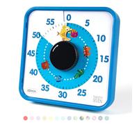 Minuteur visuel de 19 cm, compte à rebours de 1 heure, minuterie de cuisine, alarme sonore 60 minutes, pour enseignement en classe, devoirs, jeux, cuisine, bureau, réunion, motif poisson bleu
